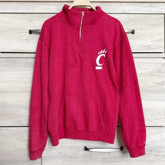 University of Cincinnati Bearcats 1/4 Zip Fleece Pullover Red Size Large - Picture 8 of 8
